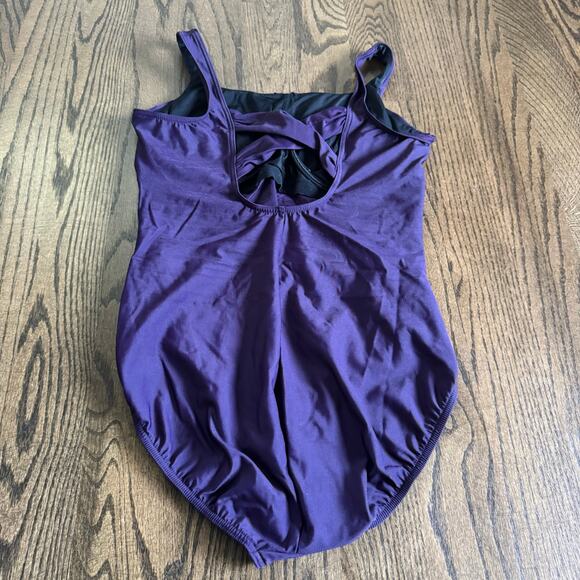 Lands End Womens Purple One Piece Underwire Slimming Swim Suit Size 14 DDD - Picture 2 of 9